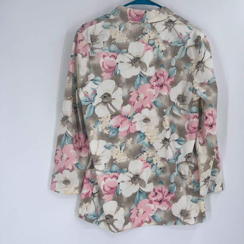 Vintage 80s Floral Shoulder Pads Blazer Jacket Women’s Large Cottage French - Picture 2 of 7
